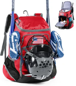 | Baseball Bag Softball Bat Bag, Double-layer Baseball Backpack Adult with Gear Klip To Hold Baseball Glove, Baseball Essential Gear, Youth Baseball Bag for Boys, Girls, Baseball Accessories