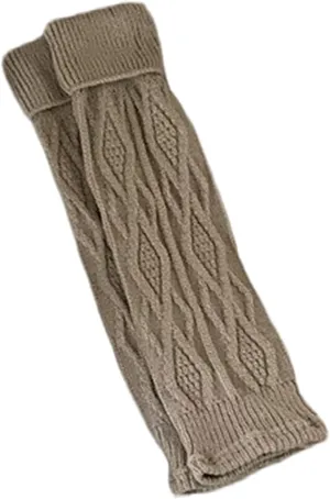 1 Pair Cable Knitted Pattern Leg Warmers Solid Color Turn Cuff Footless Socks Students Warm Boot Covers Cuffs