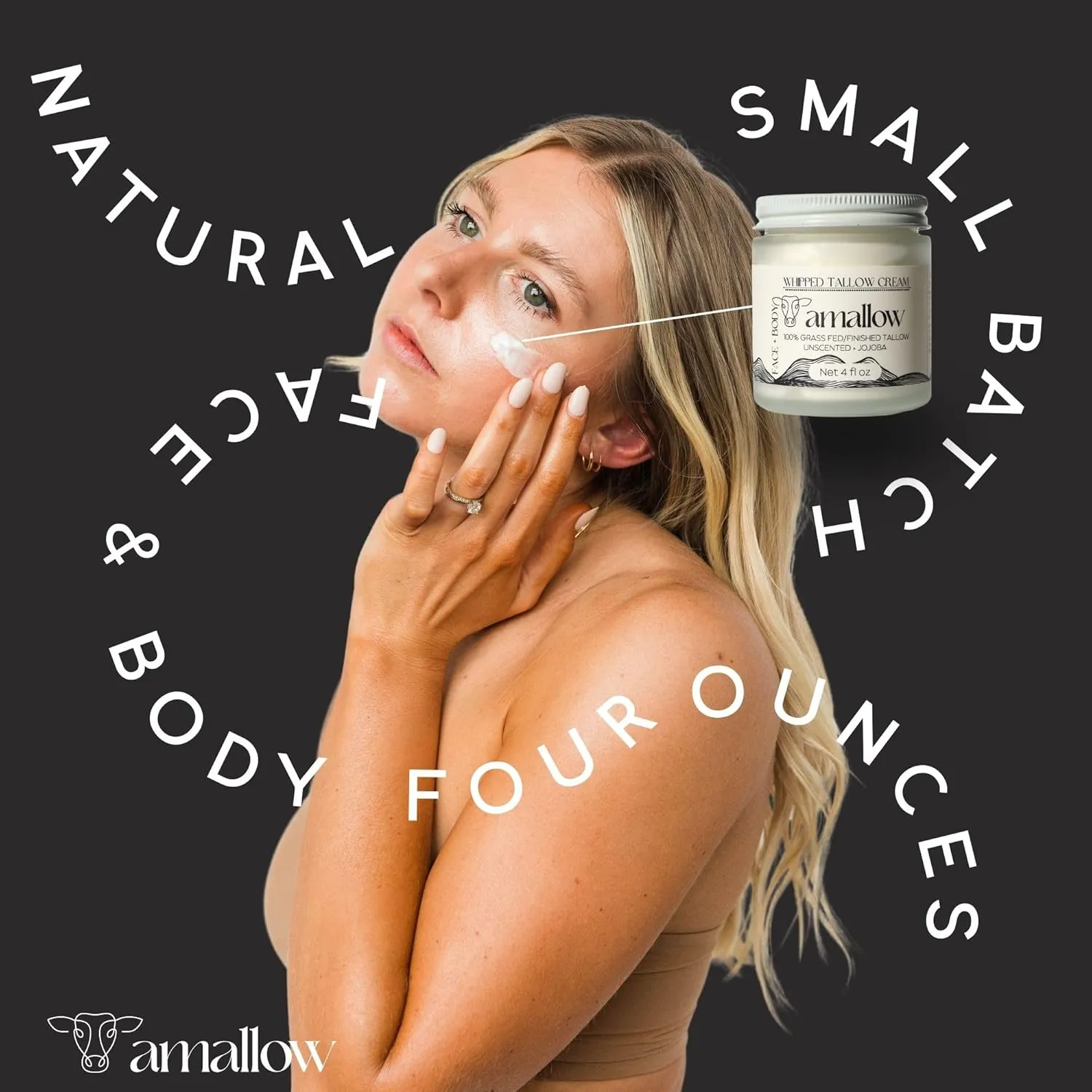 100% Grass Fed Beef Tallow for Skin Care - Face   Body - Whipped Moisturizer for Sensitive Skin - Natural Lotion, 4 FL. oz. (Unscented   Jojoba Oil)