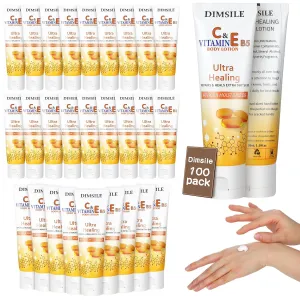 100 Pack Natural Style Travel Size Body Lotion 1 oz Dry Skin Moisturizer with Flip Cap for Extra Dry Skin, for Inns and Hotels, Offices, Airlines, Gyms and More(Natural Style)