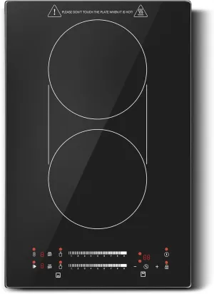12 Inch Induction Cooktop 2 Burners, 120V 1800W Electric Stove with Bridge Function & 9 Power Levels, Built-in/Countertop Induction Burner for Kitchen, RV, Outdoor Camping
