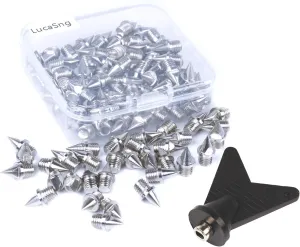 1/4 Inch Track Spikes, 110pcs Stainless Steel Pyramid Shoe Spikes With Wrench for Track and Cross Country, Replacement for Sprint Sports Short Running Shoes