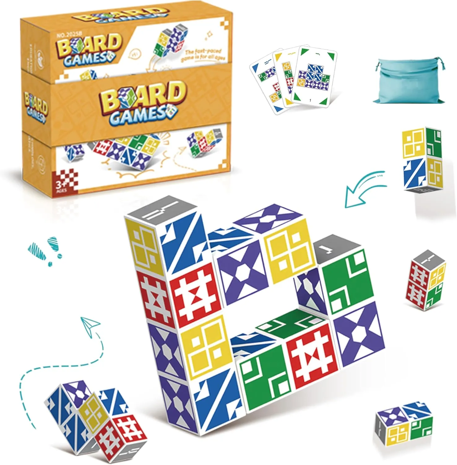 2.0 Matching Board Game, Family Puzzle Games for Kids & Adults, Educational Puzzles Toy with 100 Unique Challenges, 4 Difficulty Levels, Develop Problem-Solving Skills,Ages 4-12