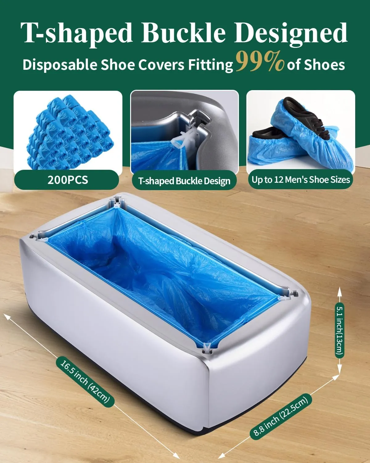 2025 Upgraded Shoe Cover Dispenser Automatic Machine with 200pcs Disposable Covers and Fits Most Shoes Size, Ideal Indoor Use for Home, Office, Hospital, Factory, Laboratory