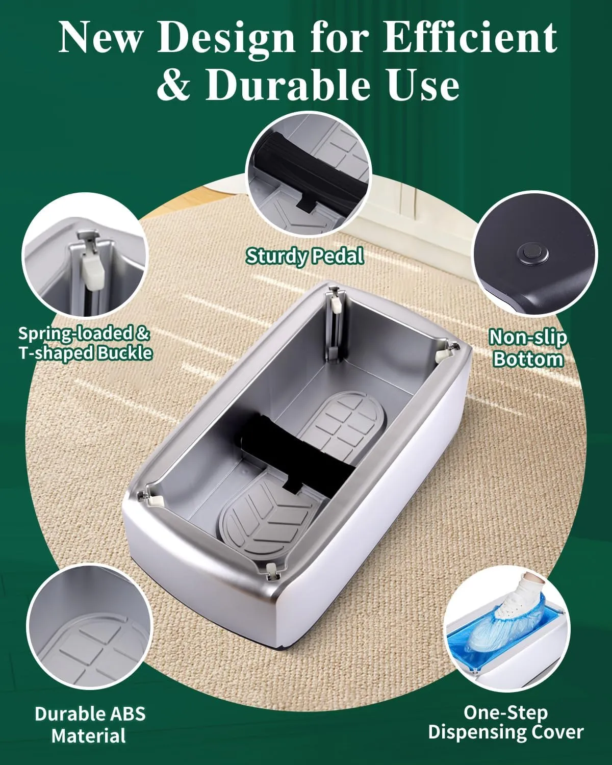 2025 Upgraded Shoe Cover Dispenser Automatic Machine with 200pcs Disposable Covers and Fits Most Shoes Size, Ideal Indoor Use for Home, Office, Hospital, Factory, Laboratory