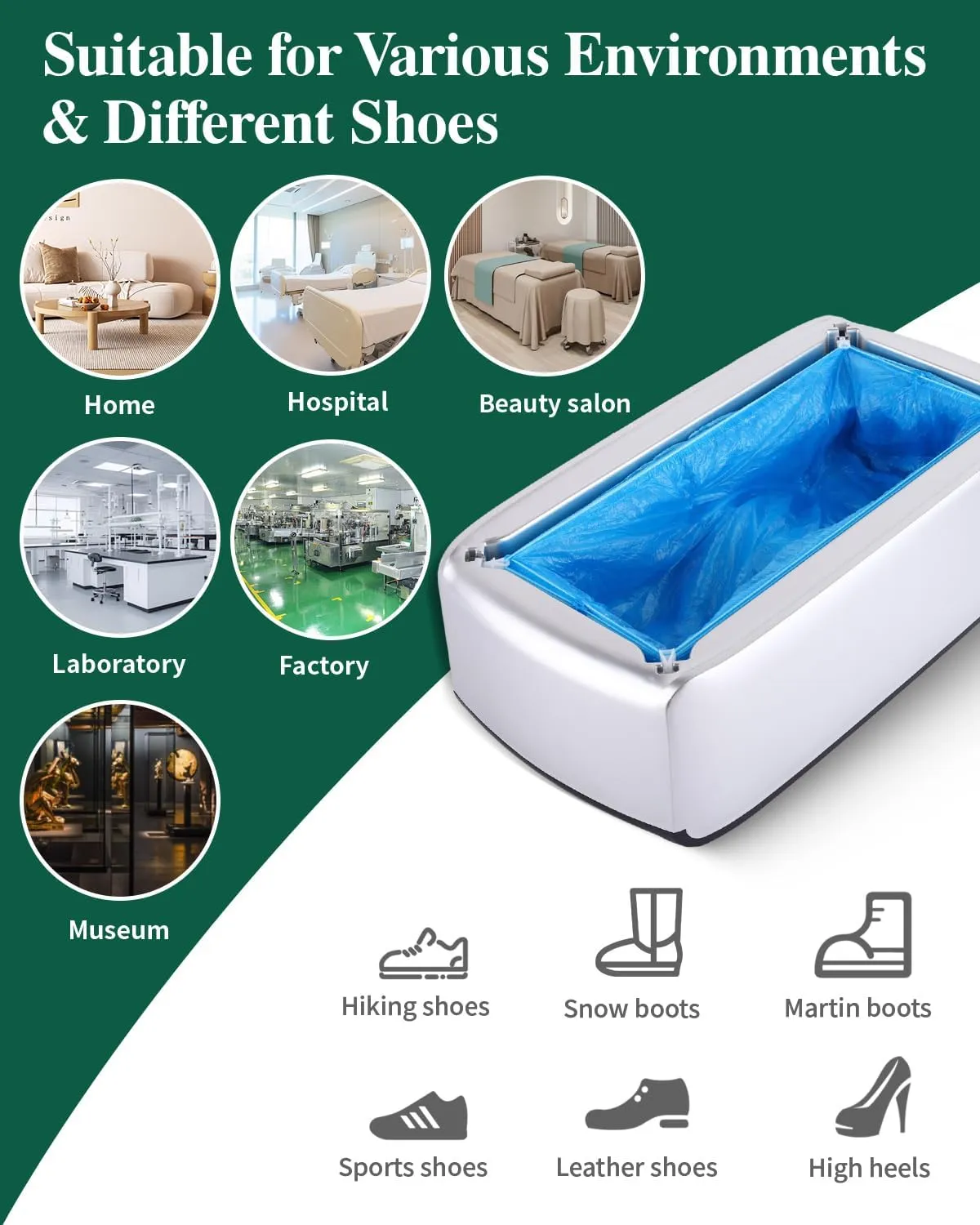 2025 Upgraded Shoe Cover Dispenser Automatic Machine with 200pcs Disposable Covers and Fits Most Shoes Size, Ideal Indoor Use for Home, Office, Hospital, Factory, Laboratory