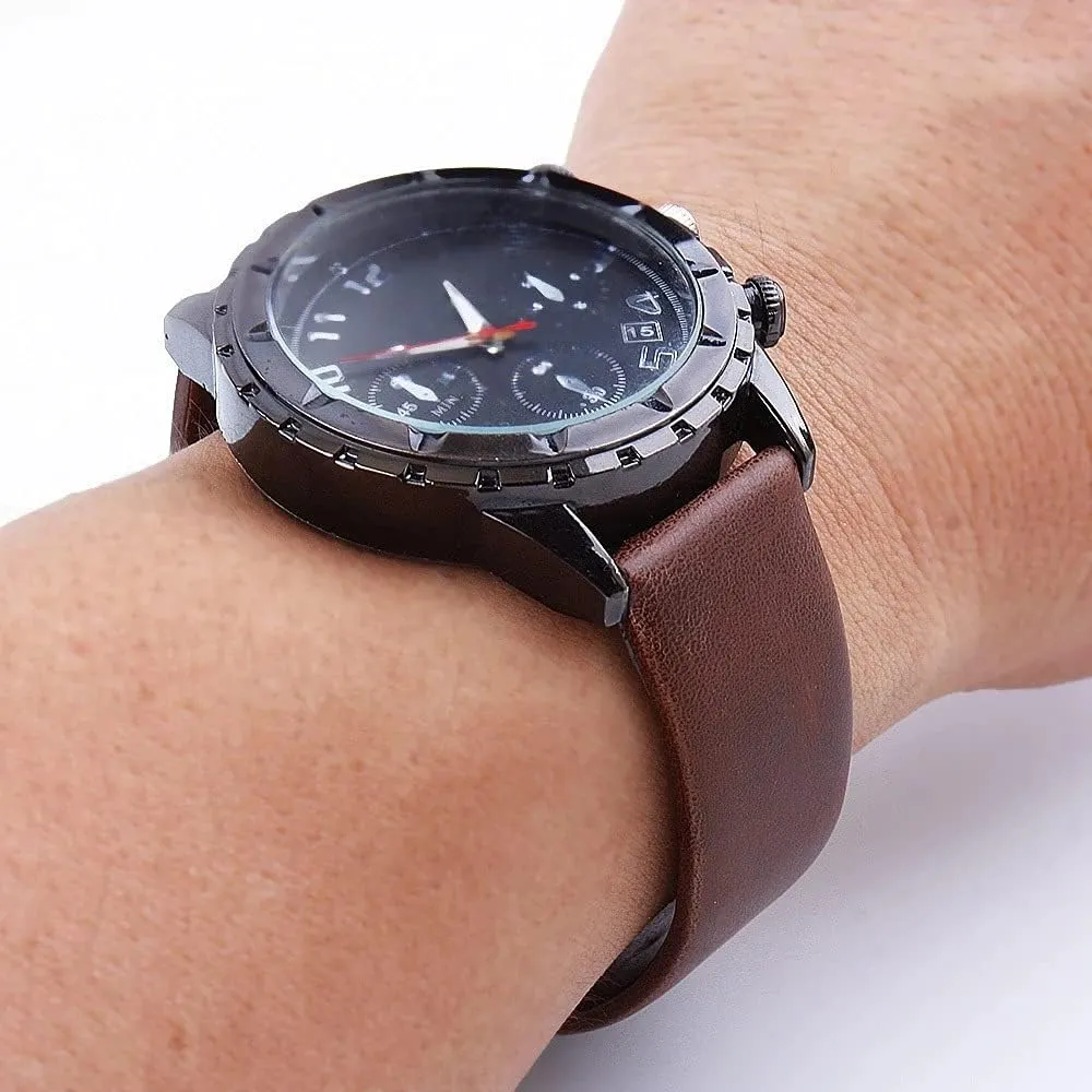 20mm 22mm Strap Watch Vintage Leather Watch Band(White-Patch Five-Pointed star4,20mm)