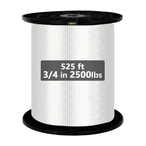 2500Lbs Mule Tape 525ft X 3/4’’ Polyester Mule Webbing for Wire & Cable Conduit Work Variable Functions Heavy Duty Pull Tape Flat Rope for Pulling/Loading/Packing Under Any Weather Condition Muletape