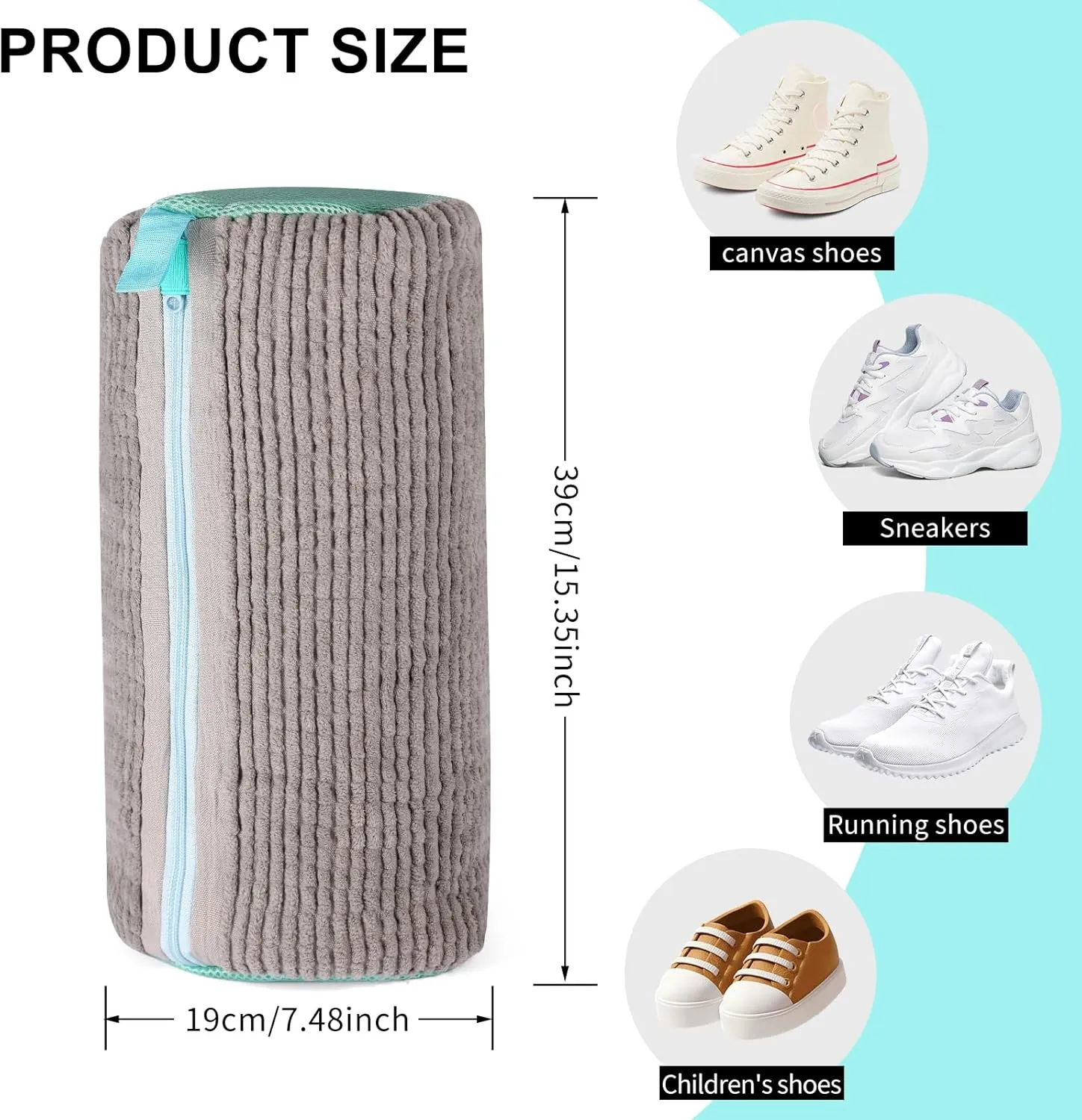 2Pcs Shoe Washing Machine Bag,Shoe Cleaning Bag for All Shoe Types,Laundry Shoe Bag for Washer and Dryer (Gray)