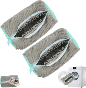 2Pcs Shoe Washing Machine Bag,Shoe Cleaning Bag for All Shoe Types,Laundry Shoe Bag for Washer and Dryer (Gray)
