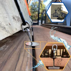2pcs Trailer, Deck or Dock Anchors for Gap Between Boards - Marine Grade 316 Stainless Steel - 1200LB Break Strength - Reusable Alternative to D-Rings - Easy Tie Down Anchors