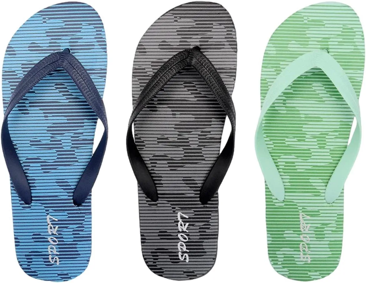 3 Pack Mens Pool Beach Rubber Waterproof Flip Flops Sandals for Surfing Summer Travel Must Haves Practical Shower Shoes Teen Boys