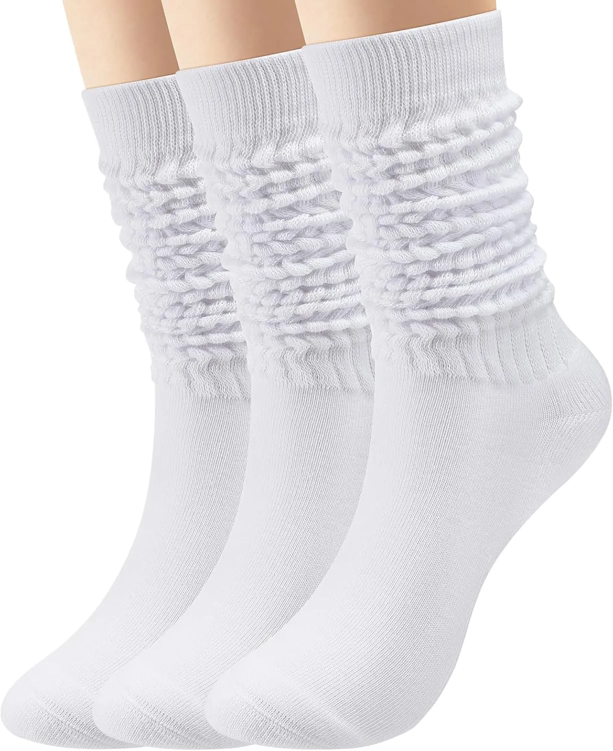 3 Pairs Slouch Socks Women, Long Winter Thigh High Boot Scrunch Socks, Warm Soft Slouchy Socks for Women Size 5-11