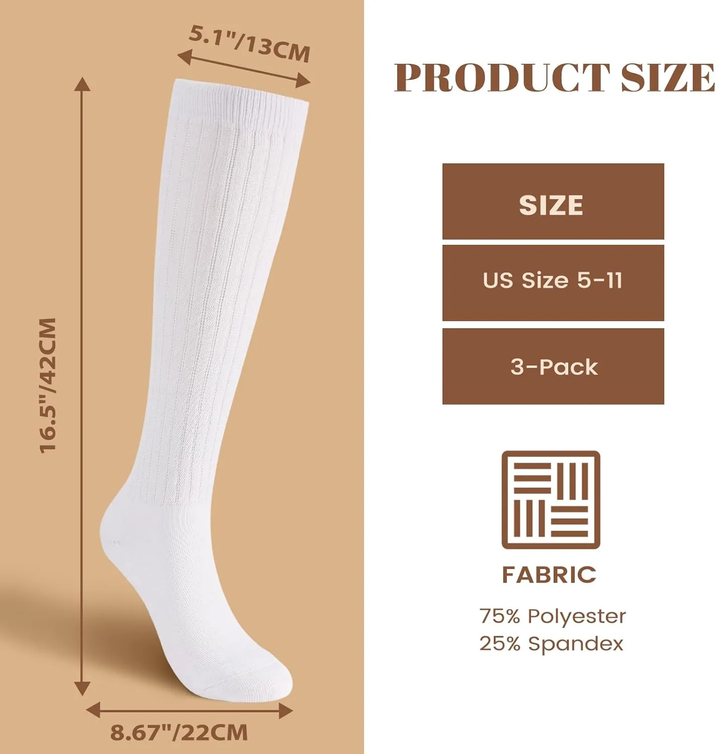 3 Pairs Slouch Socks Women, Long Winter Thigh High Boot Scrunch Socks, Warm Soft Slouchy Socks for Women Size 5-11