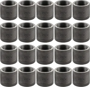 3/4" Pipe Fitting Coupling - Home Expert 10 Pack Primary Color Malleable Iron Cast Pipe Fittings Coupling for Steampunk Vintage Shelf Bracket Shoe Racks DIY Plumbing
