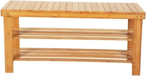 36" Wide Bamboo Shoe Storage Bench, Capacity,90cm