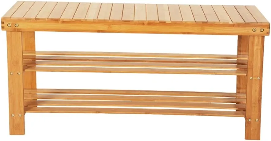 36" Wide Bamboo Shoe Storage Bench, Capacity,90cm