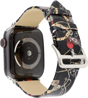 38mm 40mm Classic Bag with Chain Pattern Leather Replacement Watch Band Strap with Stainless Metal Buckle Compatible with Apple Watch Series 5/4/3/2/1 Sport & Edition (P)