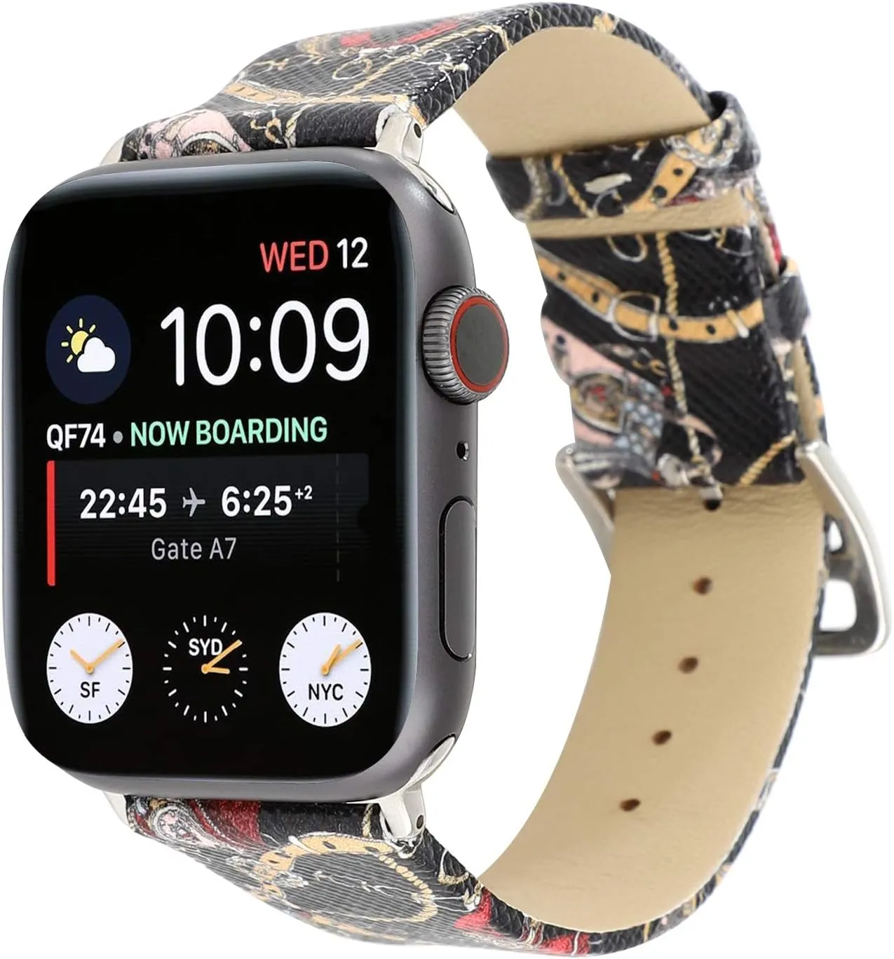 38mm 40mm Classic Bag with Chain Pattern Leather Replacement Watch Band Strap with Stainless Metal Buckle Compatible with Apple Watch Series 5/4/3/2/1 Sport & Edition (P)