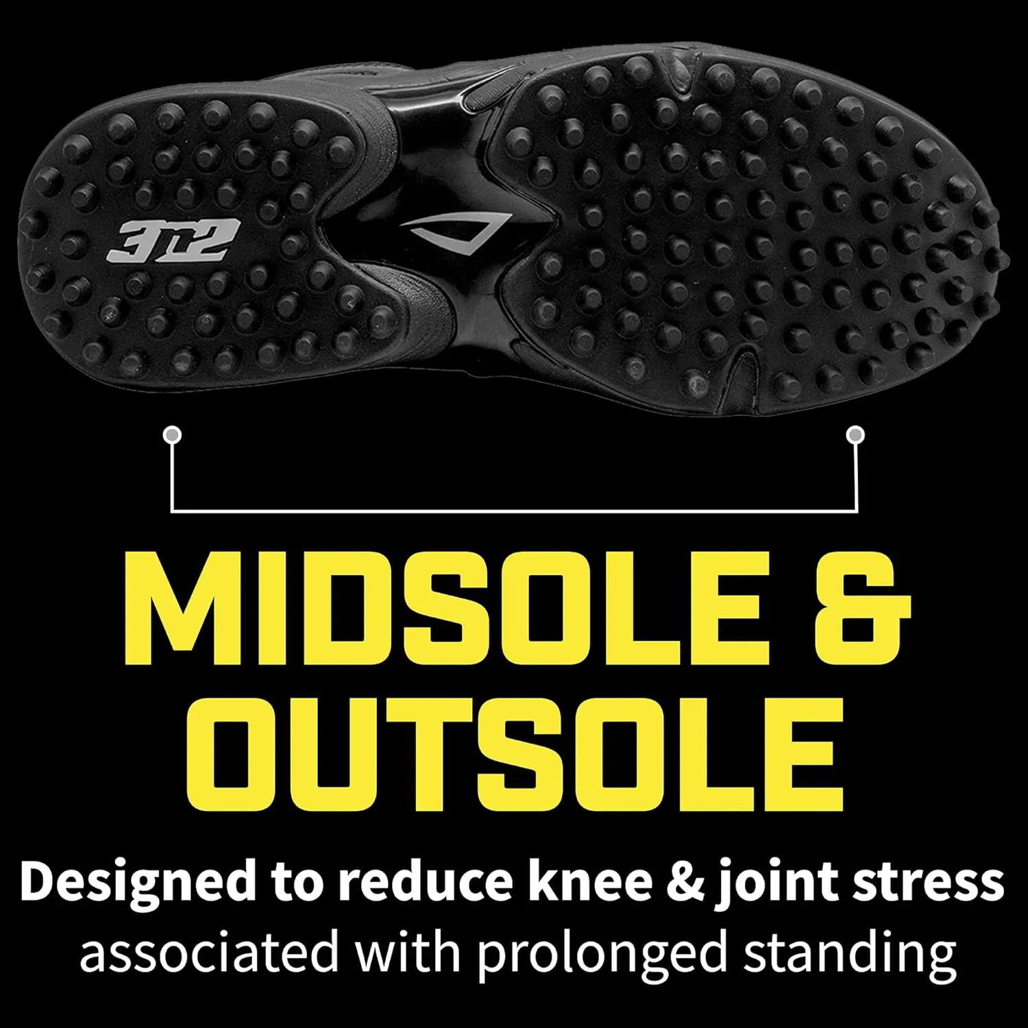 3N2 Reaction Lo Men's Baseball Umpire Field Shoe - Lightweight Leather Shoes for Softball & Baseball Umpires - Black