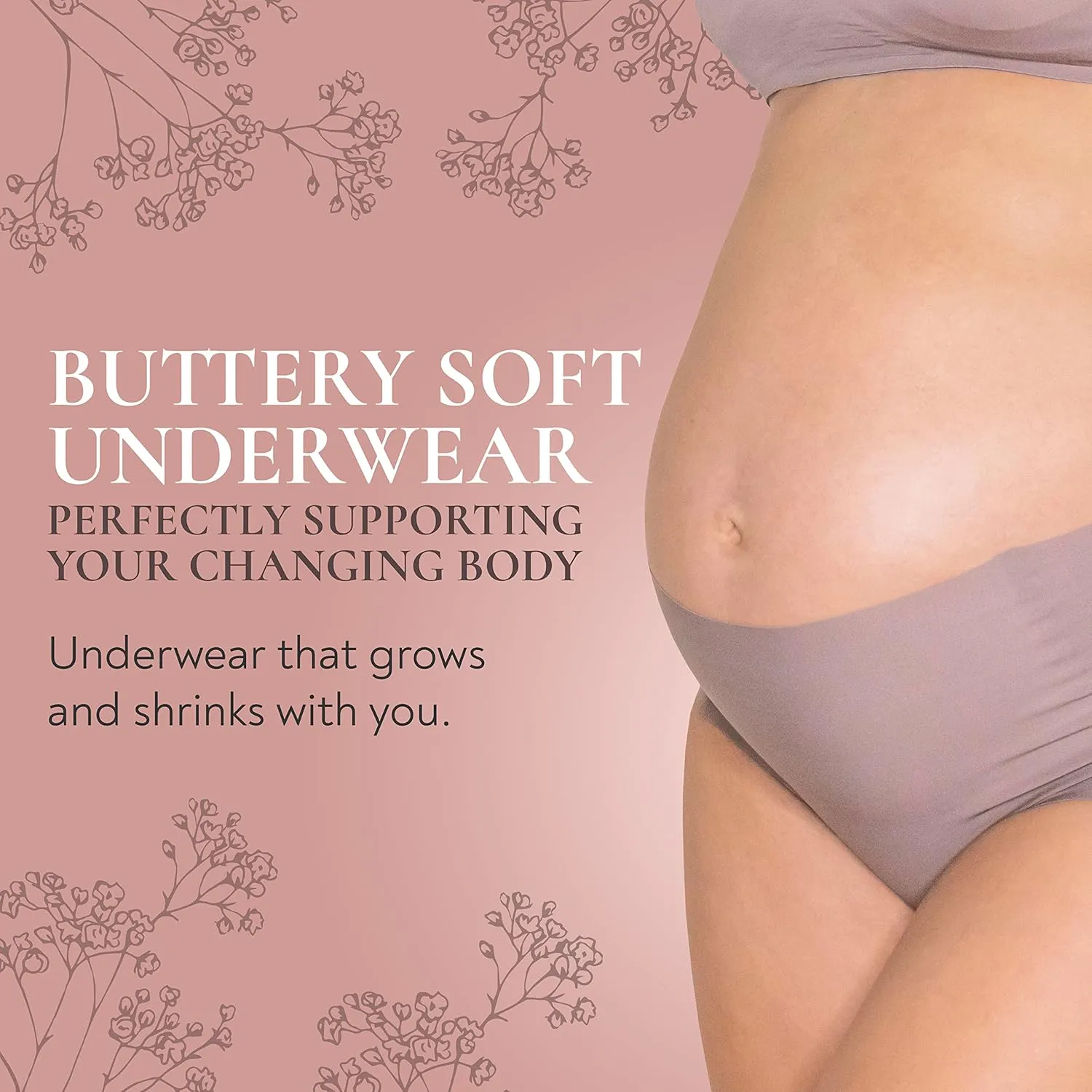 5-Pack Women’s Seamless Pregnancy & Postpartum Underwear, Comfortable Mid-High Waist No-Show Panties