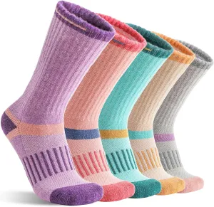 5 Pairs Merino Wool Hiking Socks Warm Thermal Winter Cozy Cushioned Moisture Wicking Socks for Women & Men