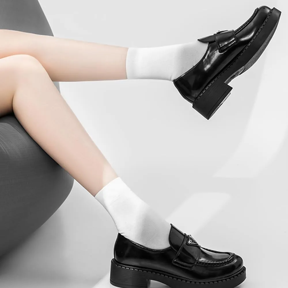 5 Pairs Women'S Thin Cotton Silk Socks Soft Athletic Casual Breathable Above Ankle Crew Socks High Calf Boot Sock