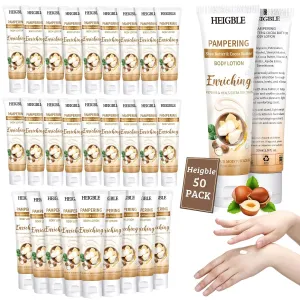 50 Pack Travel Size Body Lotion 1 oz Shea Butter Cocoa Butter Body Lotion Dry Skin Moisturizer with Flip Cap for Extra Dry Skin, Inns, Hotels Resorts, Airlines, Offices, Gyms and More