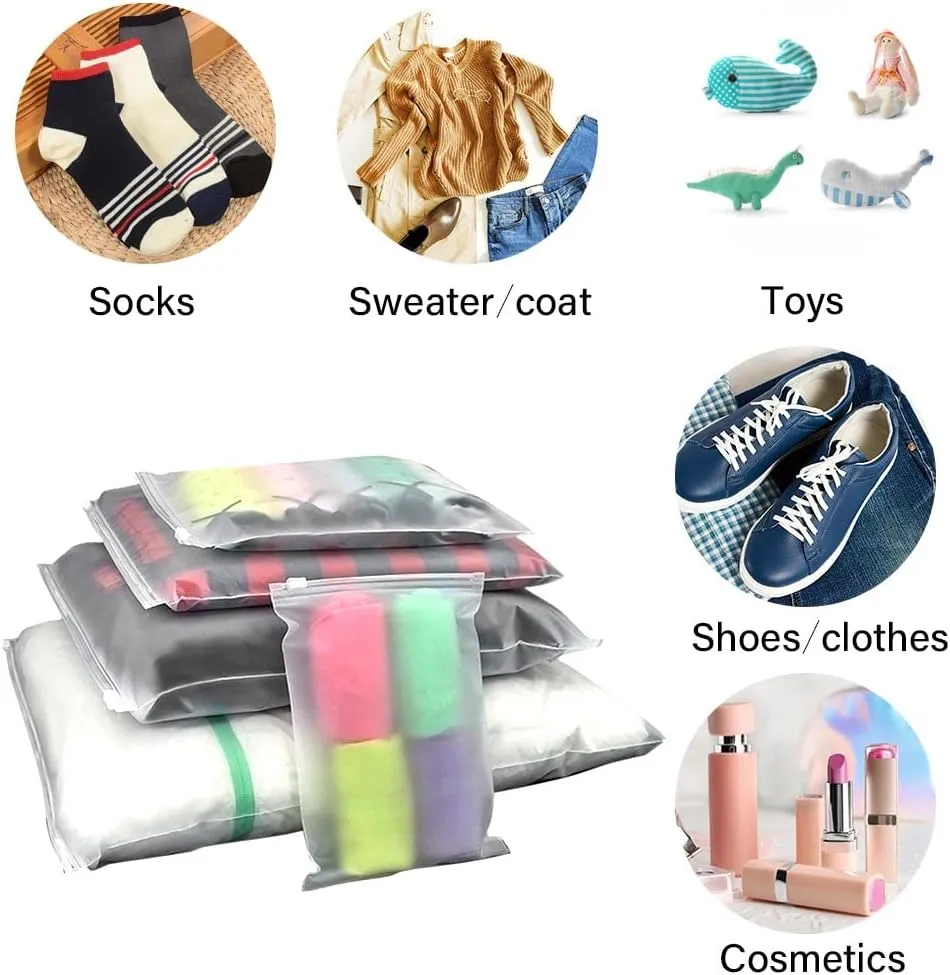 50Pcs Travel Storage Bags Resealable Bags Clear Plastic Zipper Clothing Packaging Bags Luggage Organiser Pouch Space Saver Storagefor Clothes School Trip 12"x14"