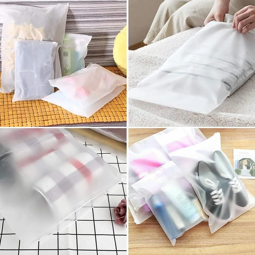 50Pcs Travel Storage Bags Resealable Bags Clear Plastic Zipper Clothing Packaging Bags Luggage Organiser Pouch Space Saver Storagefor Clothes School Trip 12"x14"