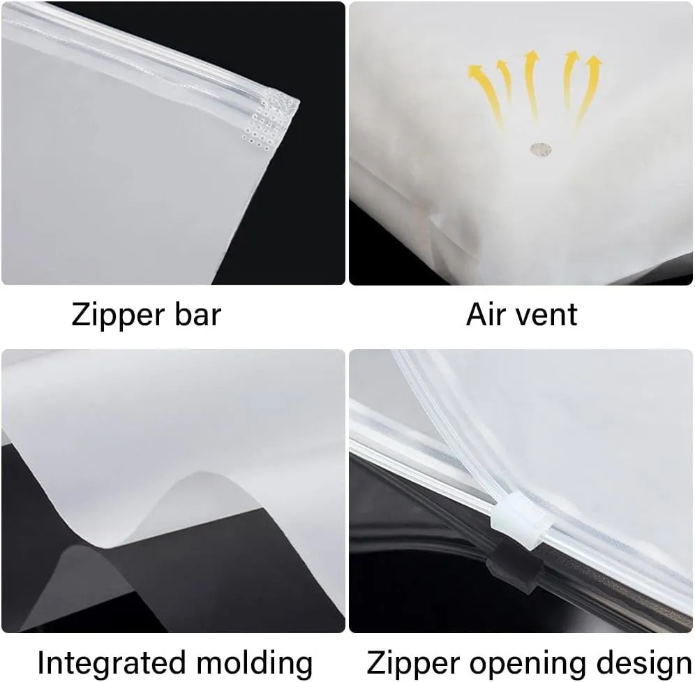 50Pcs Travel Storage Bags Resealable Bags Clear Plastic Zipper Clothing Packaging Bags Luggage Organiser Pouch Space Saver Storagefor Clothes School Trip 12"x14"