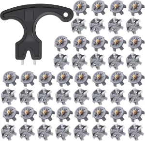 51Pcs Golf Spikes Set 50 Golf Shoe Spikes Replacements with 1 Black Golf Cleats Spanner Metal Thread Screw 6 mm Dia Golf Shoe Cleats Replacement Suitable for Use on Lawns or Golf Courses