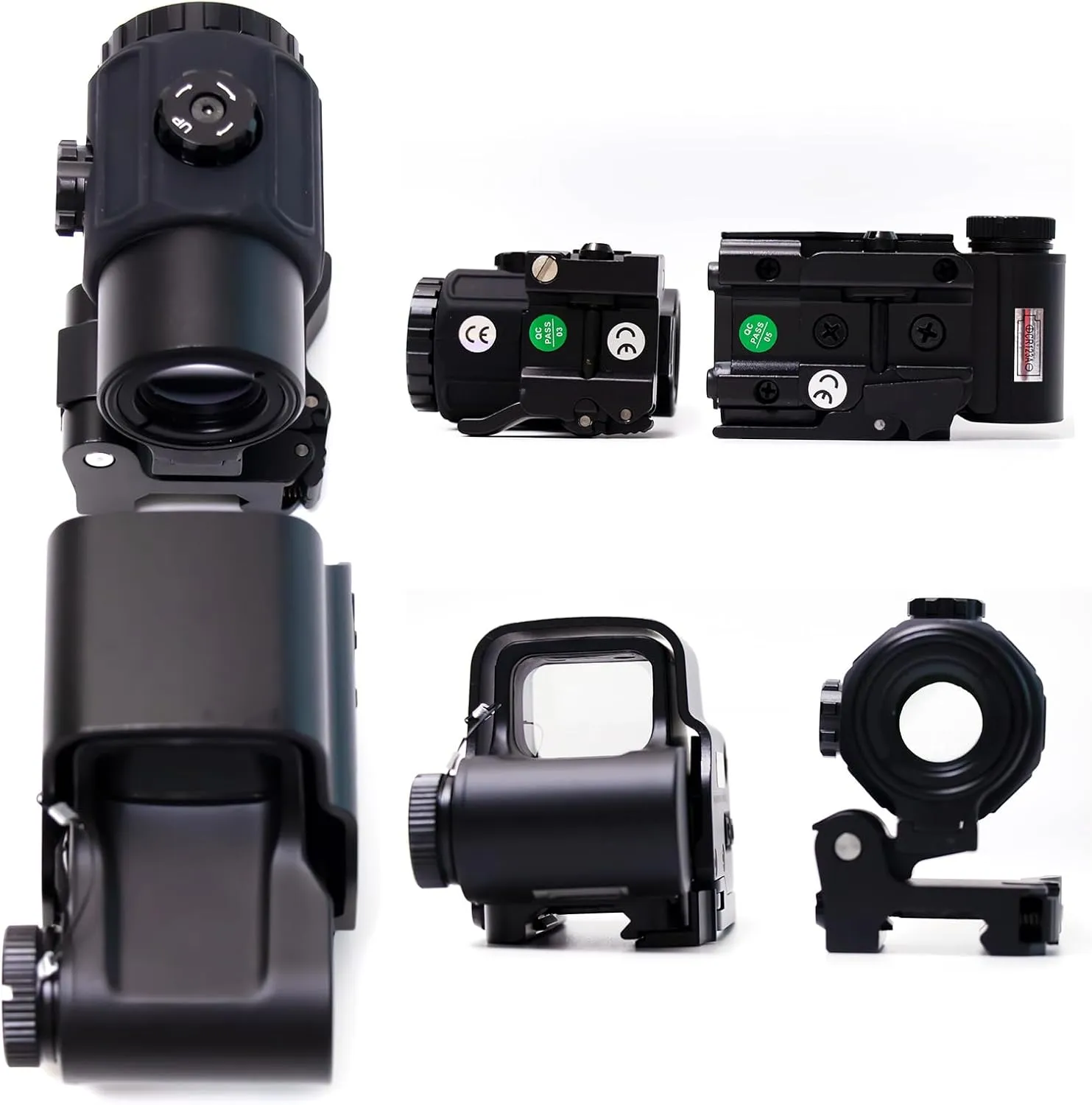 558 G33/558 G43/558 G45 Red & Green Dot Holographic Reflex Sight Scope with G33 G43 3X /G45 5X Magnifier Combo Built-in Flip QD Mount