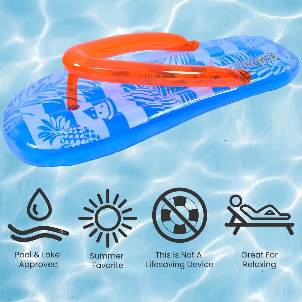 5.75' Inflatable Blue and Orange Jumbo Flip Flop Pool Float