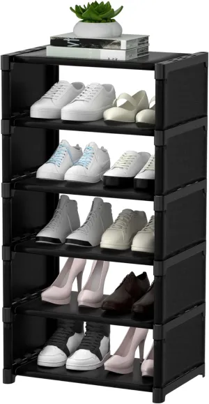 6-Tier Shoe Rack Shoe Organizer, Adjustable Rack Sturdy Easy to Assemble Narrow Shoe Shelf for Closet Entryway Hallway Balcony