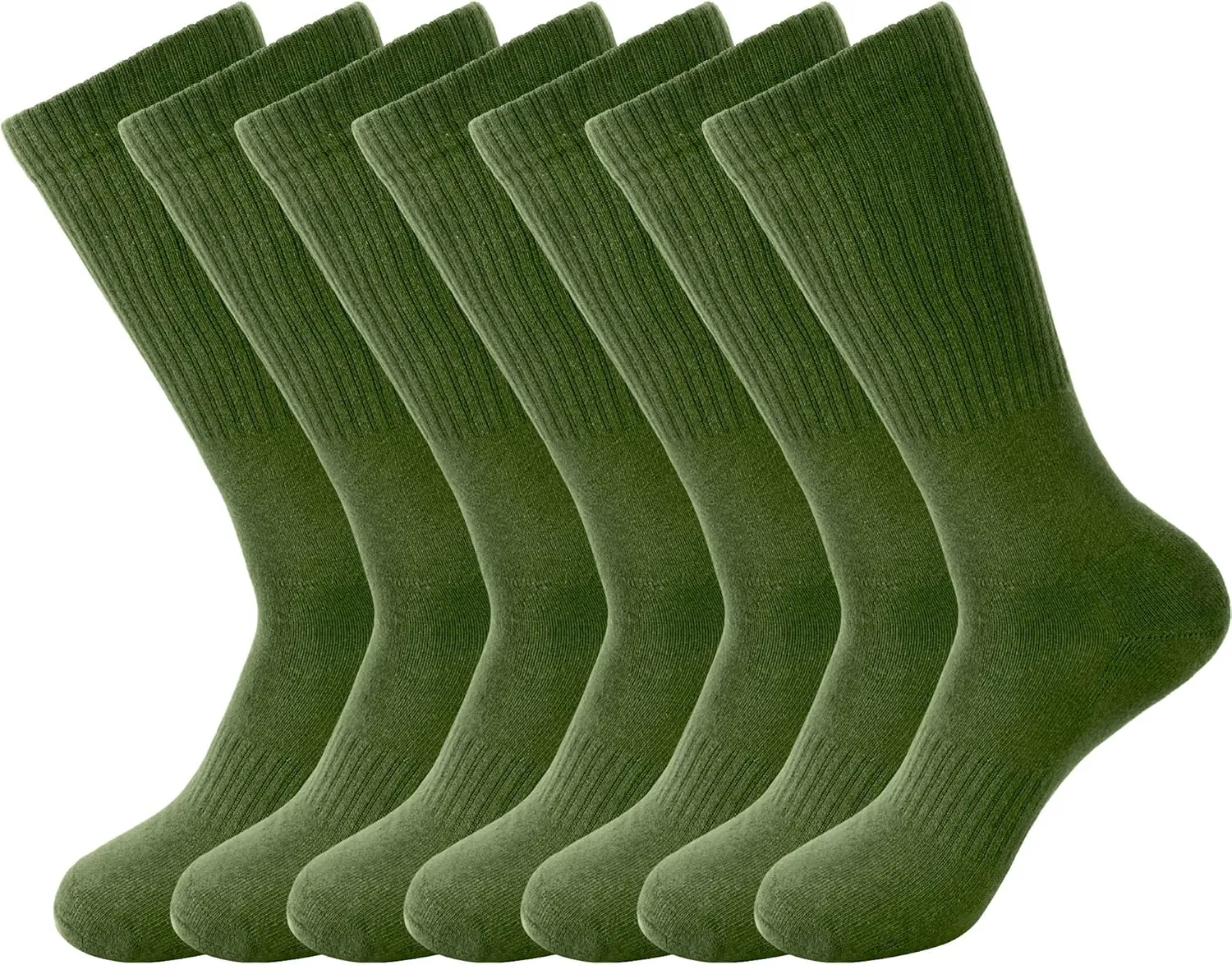 7 Pairs Men's Military Boot Socks Army Green Thickened Warm Military Crew Socks for Adult Working Outdoor Activities