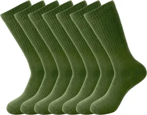 7 Pairs Men's Military Boot Socks Army Green Thickened Warm Military Crew Socks for Adult Working Outdoor Activities