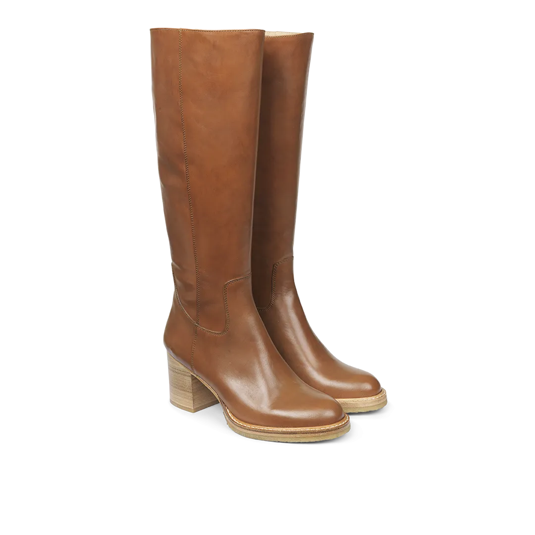 70s inspired long shafted leather boot