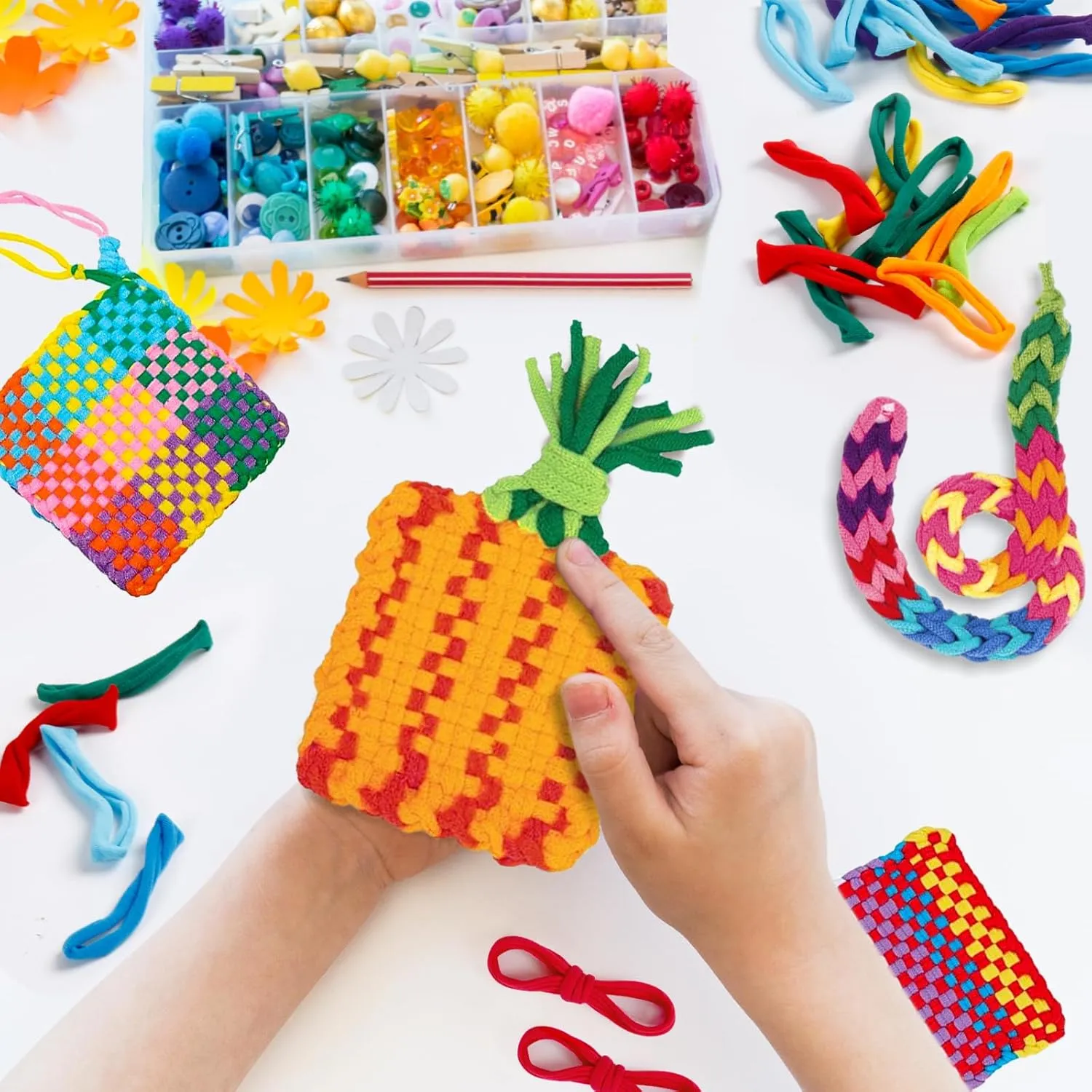 800 PCS Weaving Loom Loops Potholder 7 inch Durable Nylon DIY Crafts Projects for Kids Adults Rainbow Loops Flexible Loom Kit Elastic Ideal Gifts for Girls Ages 5 6 7 8-12 13 Crafts Supplies