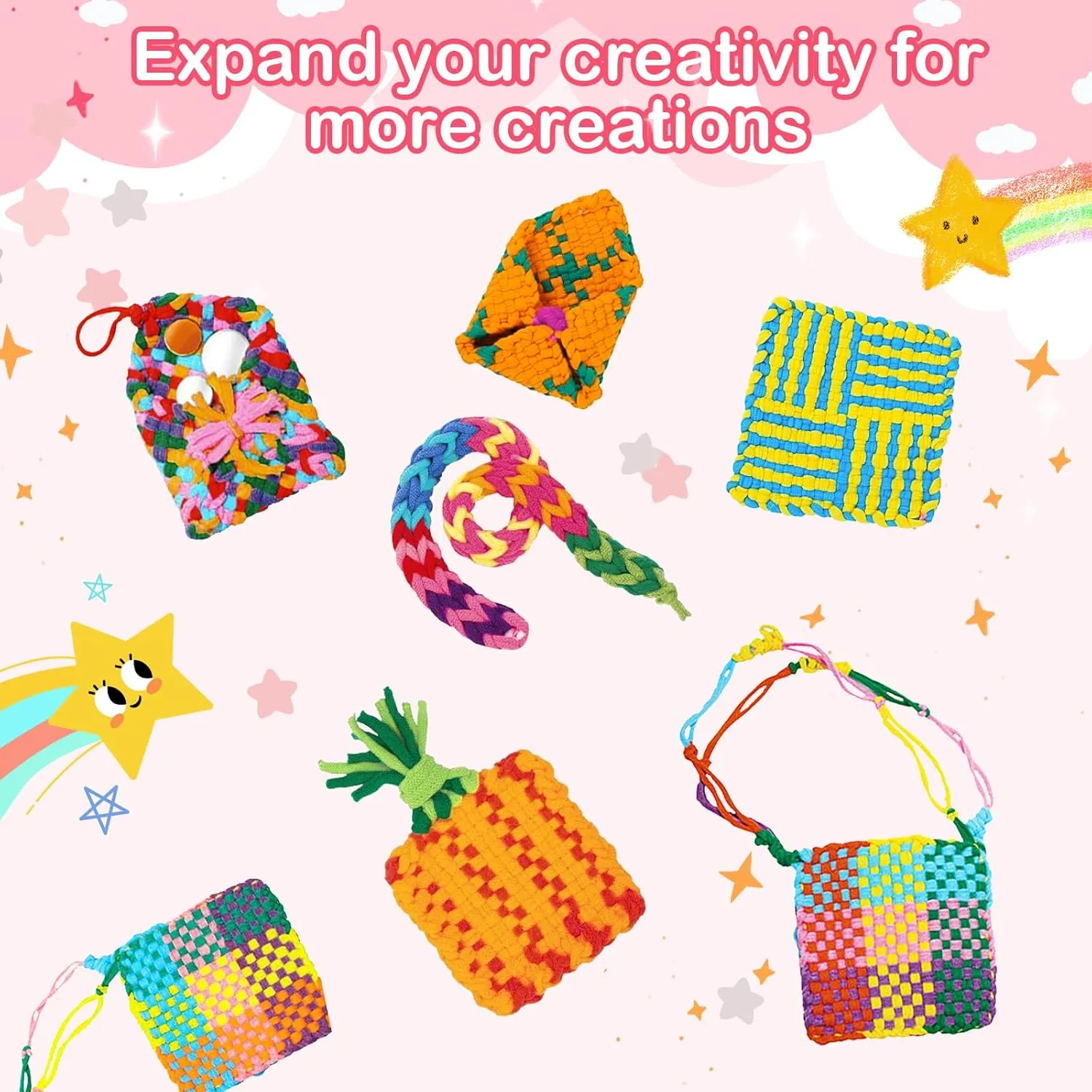 800 PCS Weaving Loom Loops Potholder 7 inch Durable Nylon DIY Crafts Projects for Kids Adults Rainbow Loops Flexible Loom Kit Elastic Ideal Gifts for Girls Ages 5 6 7 8-12 13 Crafts Supplies