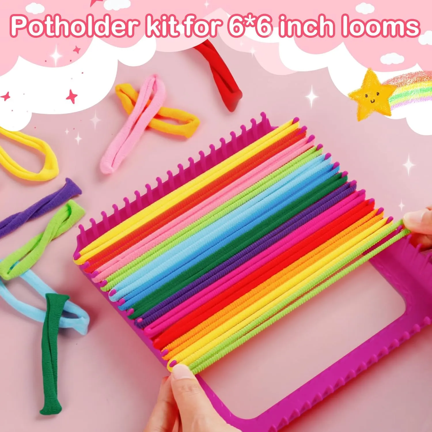 800 PCS Weaving Loom Loops Potholder 7 inch Durable Nylon DIY Crafts Projects for Kids Adults Rainbow Loops Flexible Loom Kit Elastic Ideal Gifts for Girls Ages 5 6 7 8-12 13 Crafts Supplies