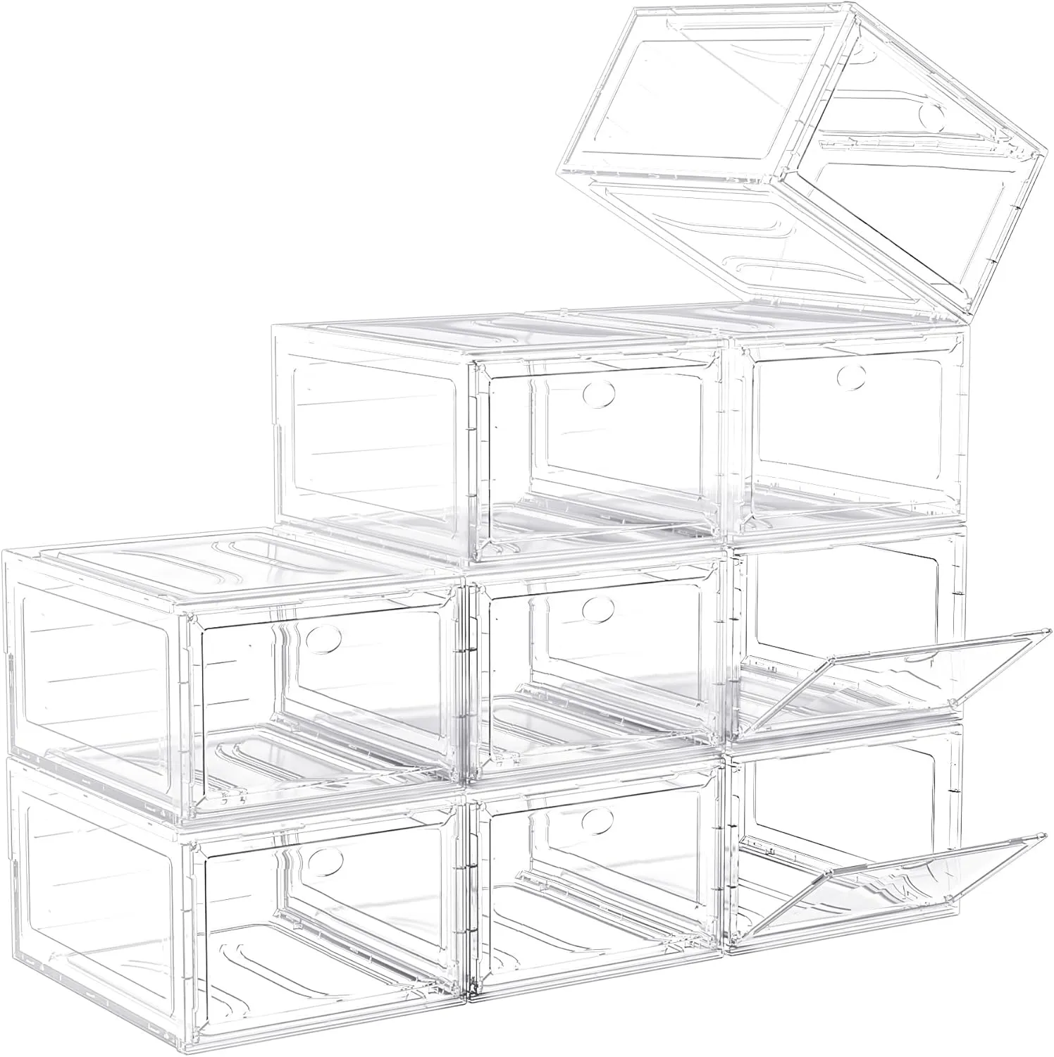 9 Pack Shoe Organizer, Upgrade Harder Solid Plastic Shoe Storage, Shoe Boxes Clear Plastic Stackable, Sneaker Storage, Shoe Organizer for Closet, Shoe Display Case, White