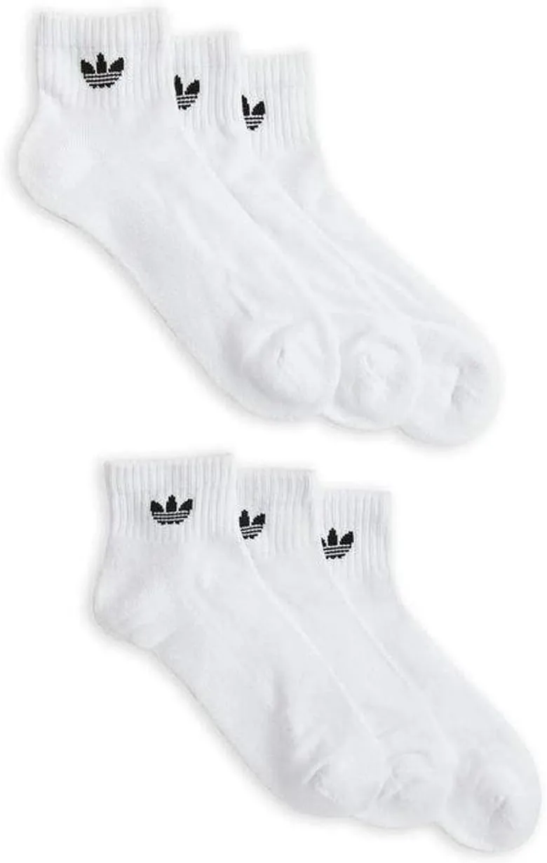 adidas Men's Athletic Cushioned Quarter Sock (6-Pair) (Shoe: 6-12, White Originals)