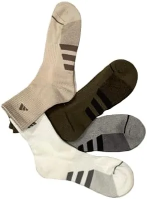 adidas Men's High Quarter Sock Assoted Colors Moisture Wicking Cushioned Footbed Smooth Toe Seam Men's Shoe Size: 6-12 (4-Pack)