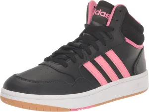adidas Originals Kids Hoops 3.0 Mid Sneaker, Black/Pink Fusion/White, 8 US Unisex Toddler