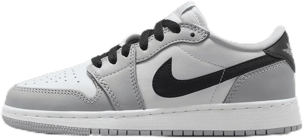 Air Jordan 1 Low OG Wolf Grey Big Kids' Shoes (CZ0858-110, White/Wolf Grey/Black) Size 4.5