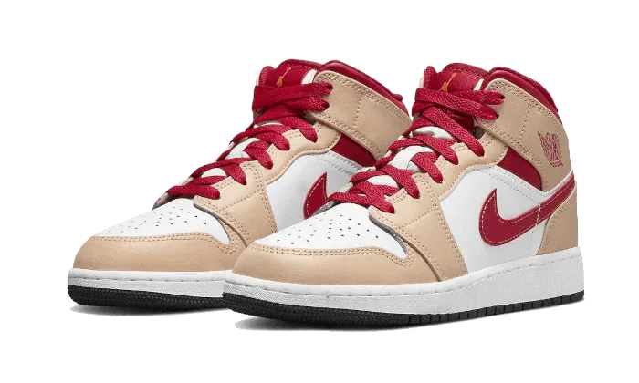 Air Jordan 1 Mid Light Curry Cardinal