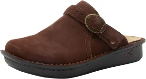 Alegria Women's Bryn Open Back Leather Slide with Ankle Strap