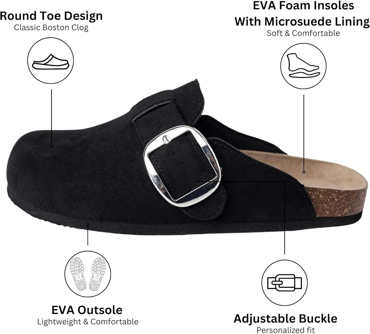 Alpine Swiss Edith Womens Clogs Cork Footbed Slippers Mules Slip On Potato Shoes