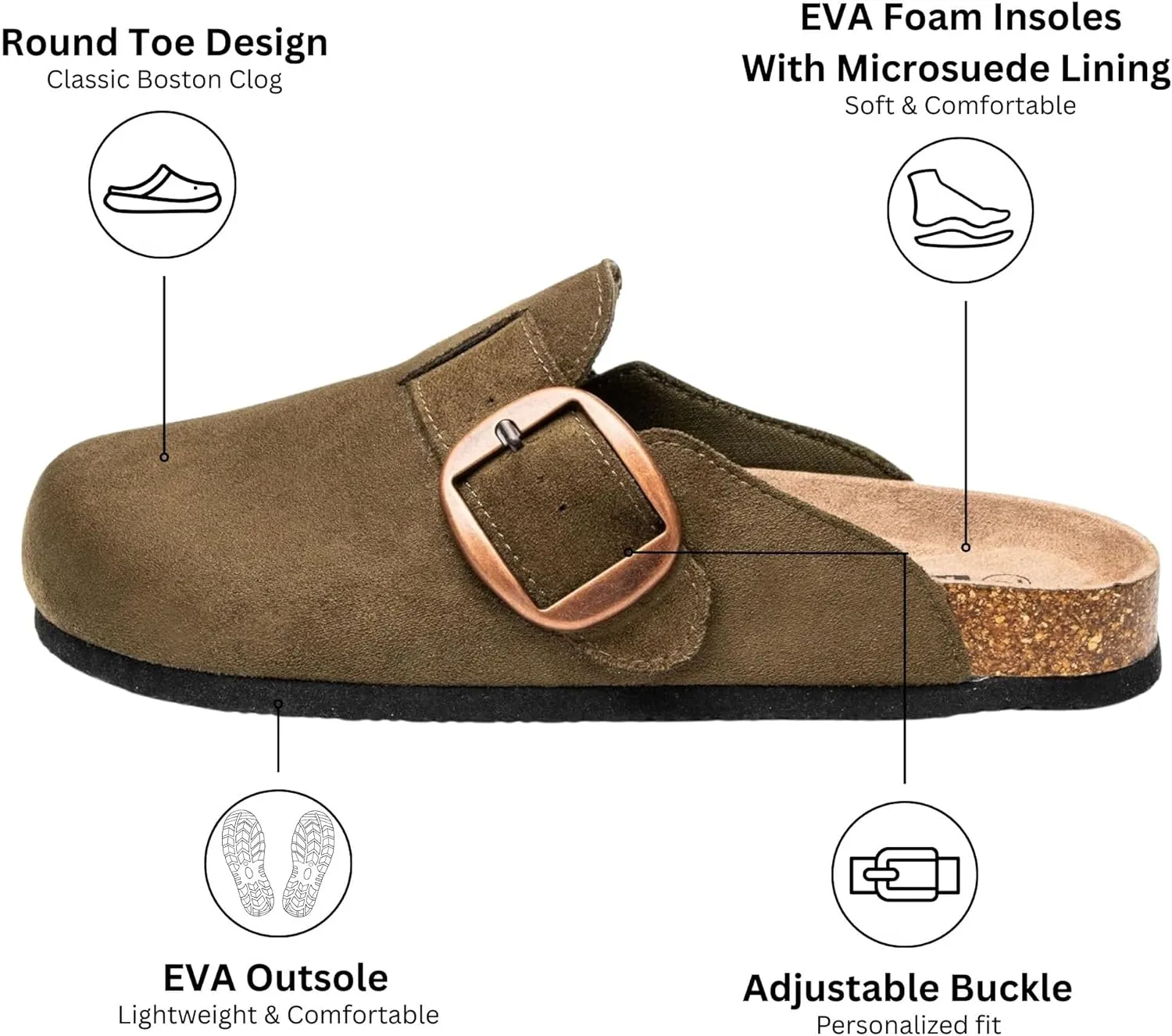 Alpine Swiss Edith Womens Clogs Cork Footbed Slippers Mules Slip On Potato Shoes